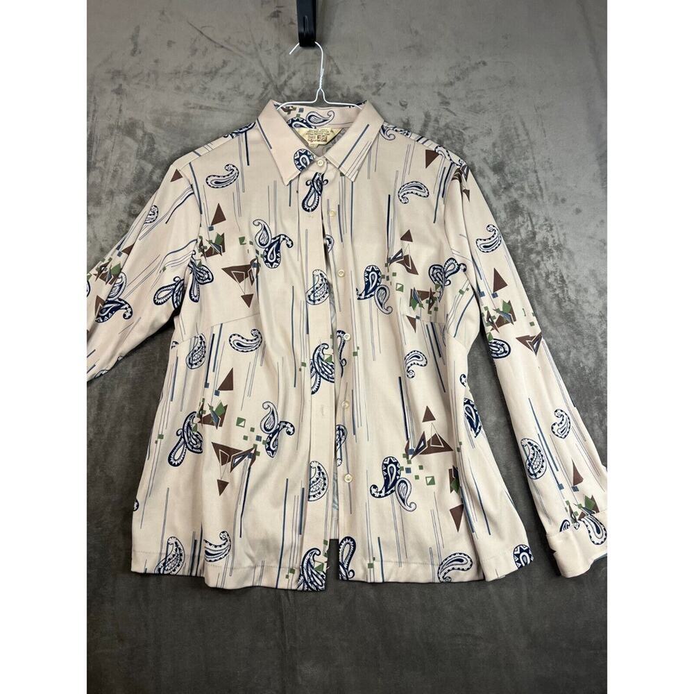 Vintage Sears Women's "The Shirt" Fashion Place Perma-Prest Floral Blouse Sz 40